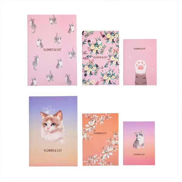 student coated paper  Flower & Cat 3 in 1 Notebook