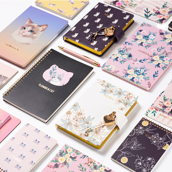 colorful cartoon Flower & Cat A5 Journal Notebook