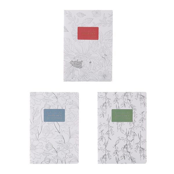 Flower Words  A5  3in 1 Notebook